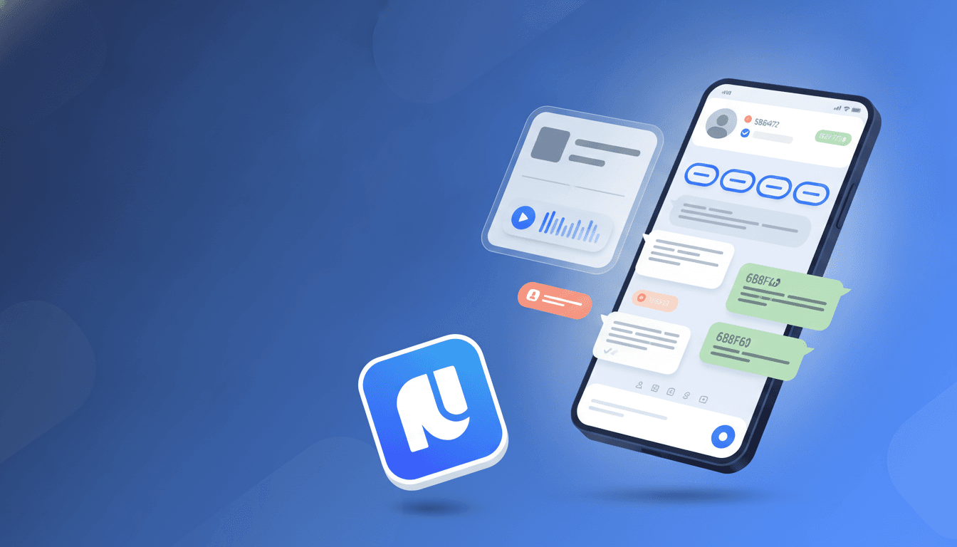 Mockup de un celular con una conversación de WhatsApp Business